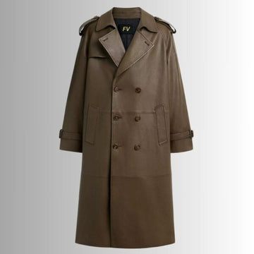 Manteau Cuir Vert Olive Homme - Style Élégant et Robuste