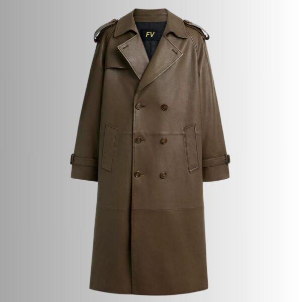 Manteau Cuir Vert Olive Homme - Style Élégant et Robuste