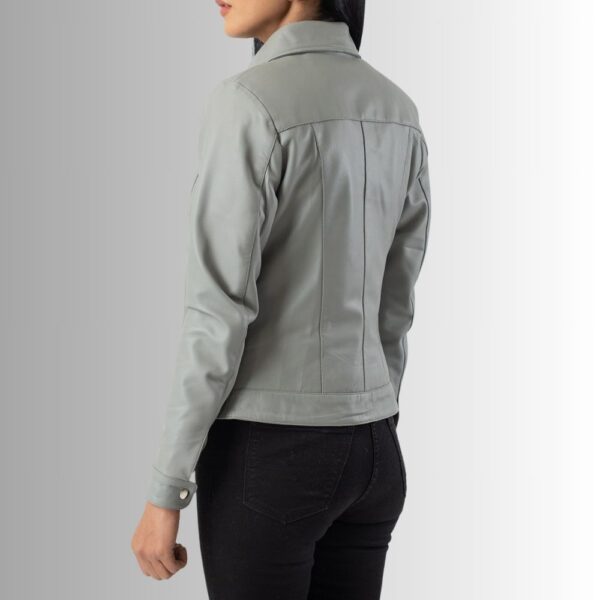 Veste en cuir gris pour femme