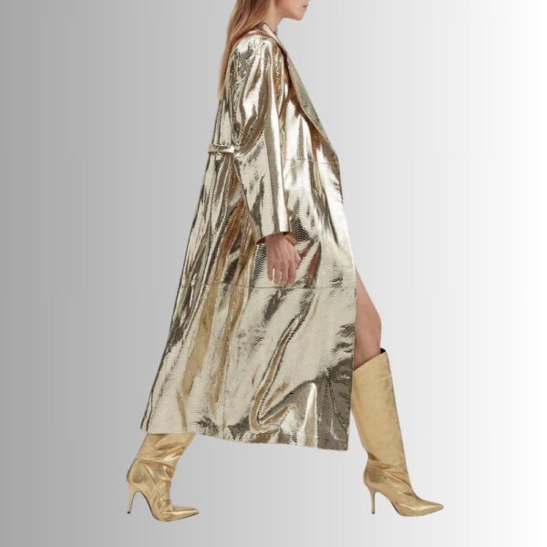 Manteau En Cuir Femme Long - Doré