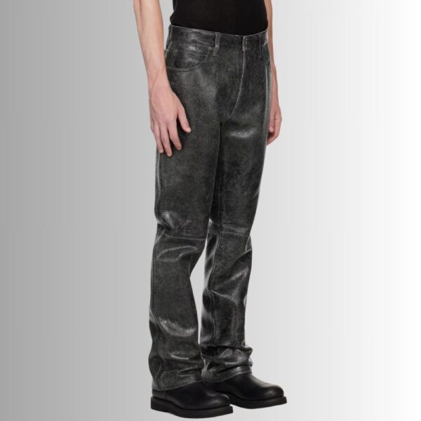 Pantalon En Cuir Agneau - Fissuré