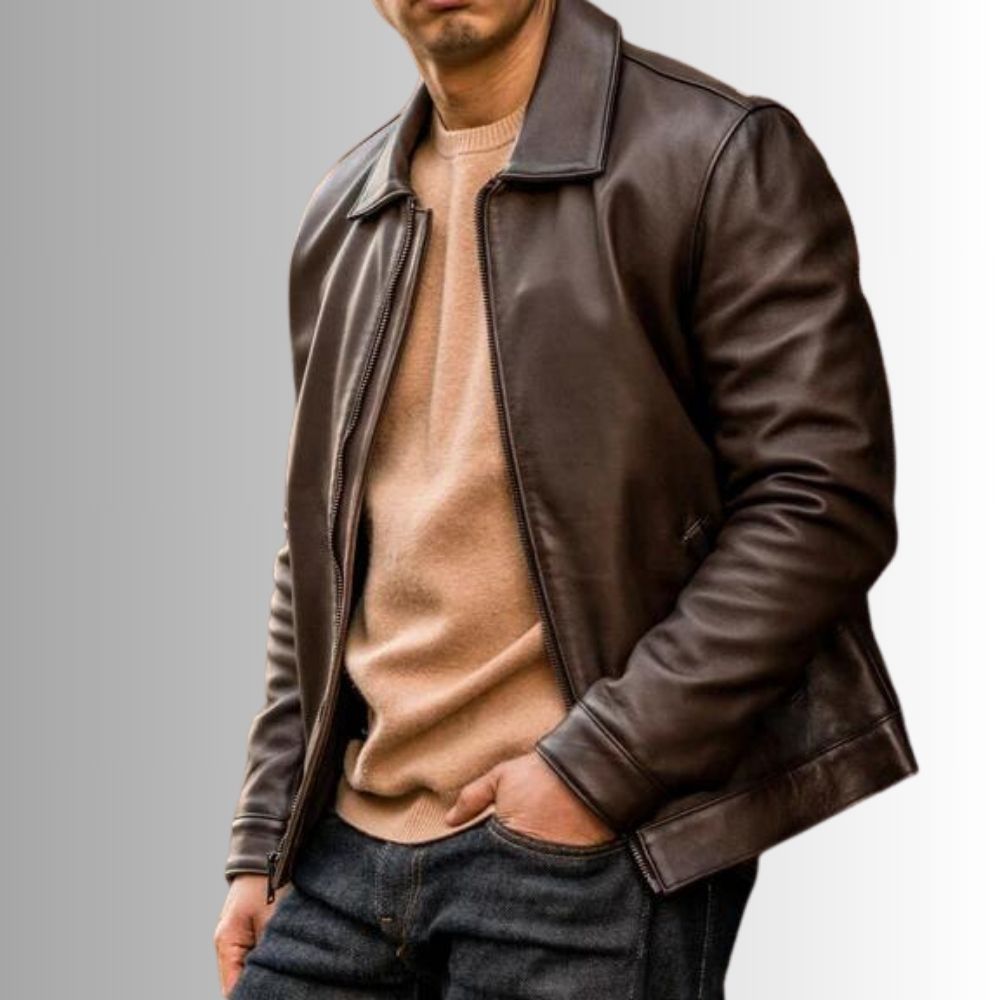 Blouson Cuir Marron Homme - Élégante et Confortable